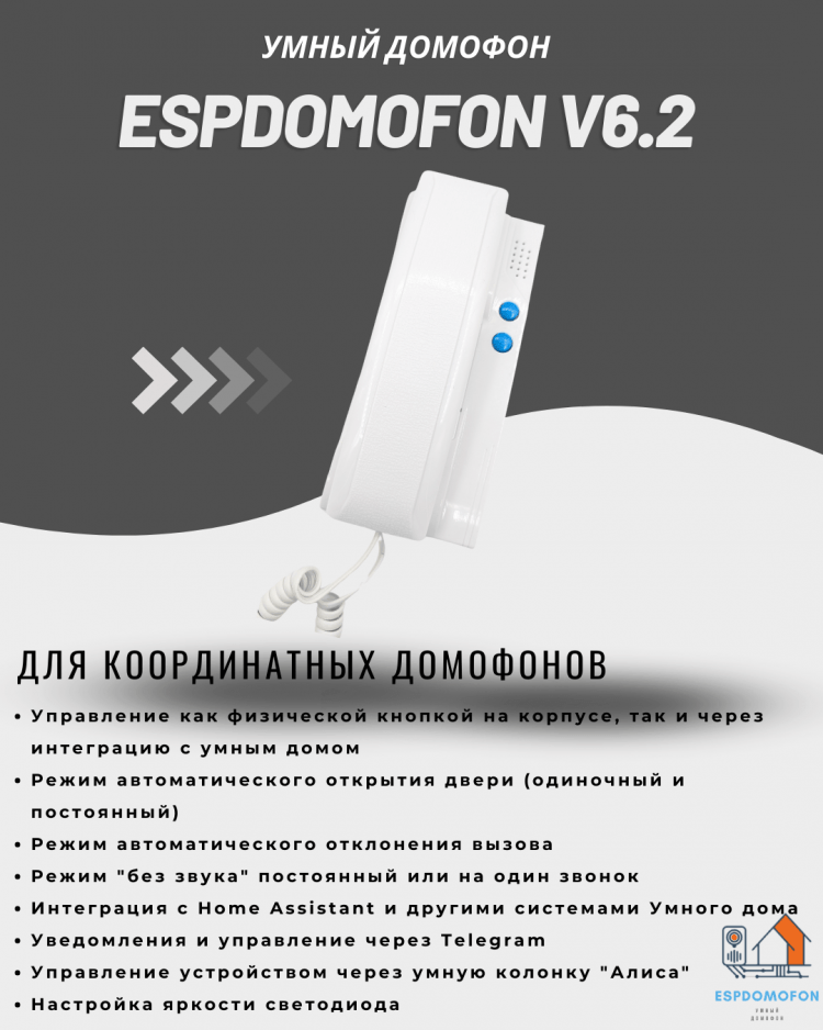 Умный домофон espDomofon v8.2 координатный