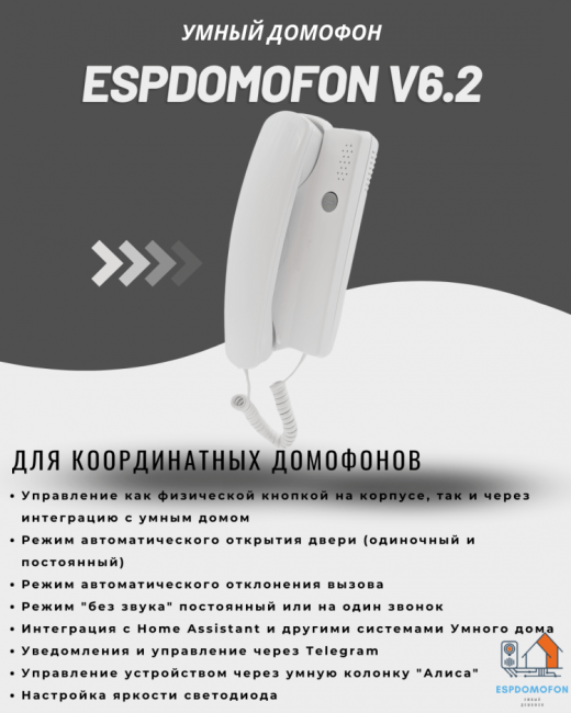 Умный домофон espDomofon v8.2 координатный