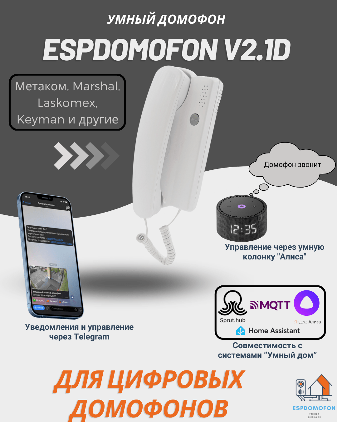 Умный домофон espDomofon v2.1D цифровой